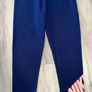 Nike Navy Leggings with Pink Logo Accent